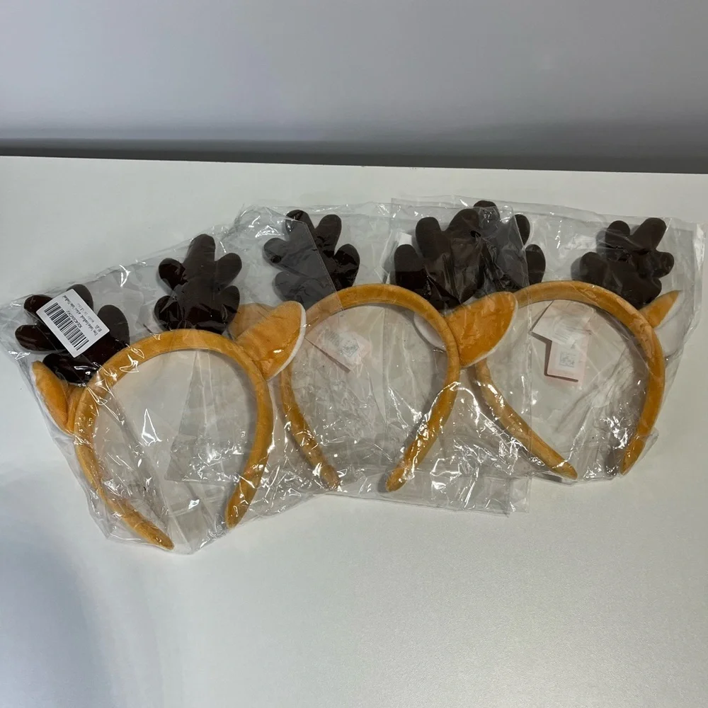 NEW Brown and White Reindeer Antlers Headband